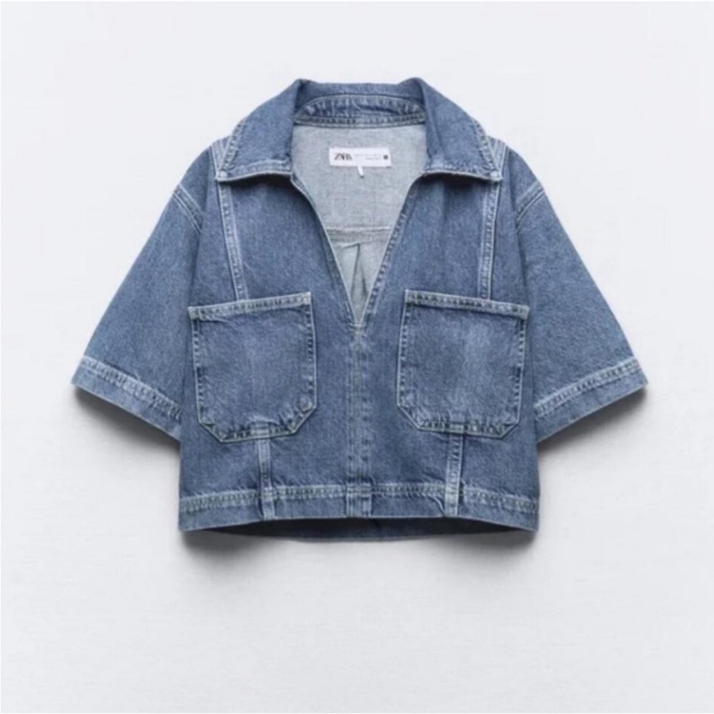 NEW Zara cropped denim shirt